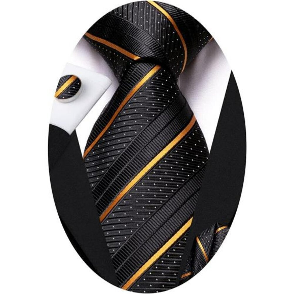 Mens plaid paisley tie set with pocket square cufflinks business wedding necktie